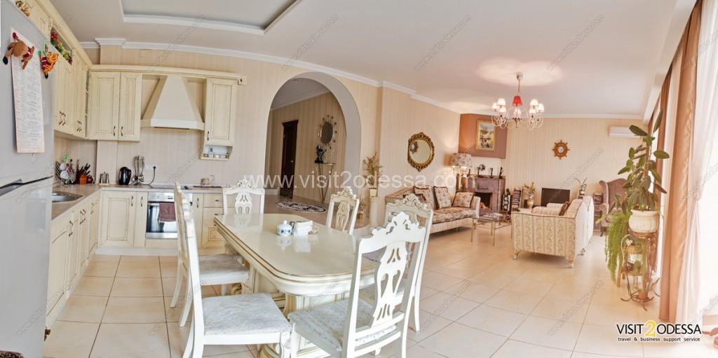 Drawing room for rest with kitchen - studio and fireplace on the villa in Odessa Villa in Odessa, there is everything, for comfortable stay.